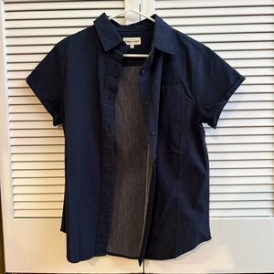 Bridge & Burn Women’s Bea Navy Dobby Short Sleeve Button-Up